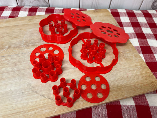 Flower Frog Clay Cutter w/ Press - Scallop Design with Holes or Holes Only Template, Plastic 3d printed