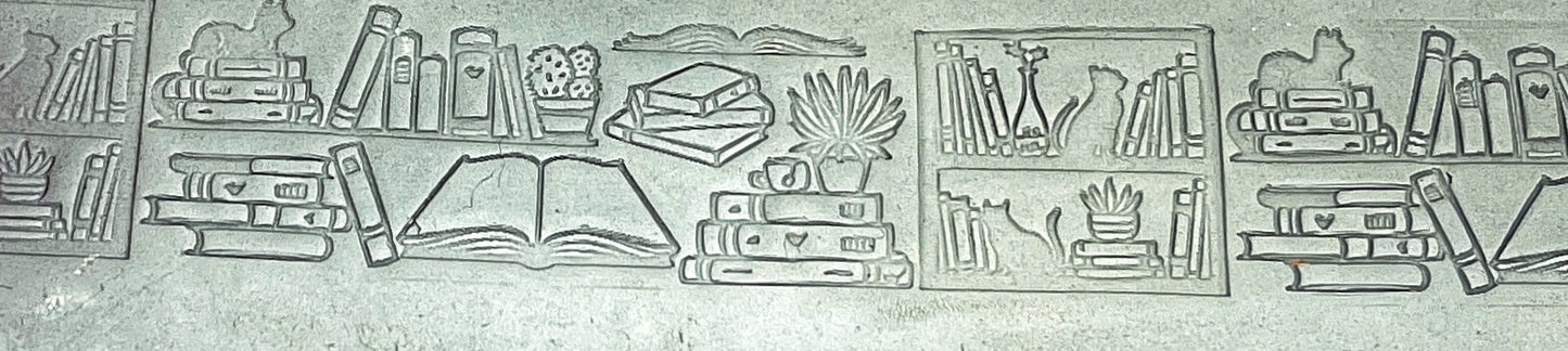 Books & Cats Pottery Roller - Border Stamp, Repeating pattern, plastic 3D printed