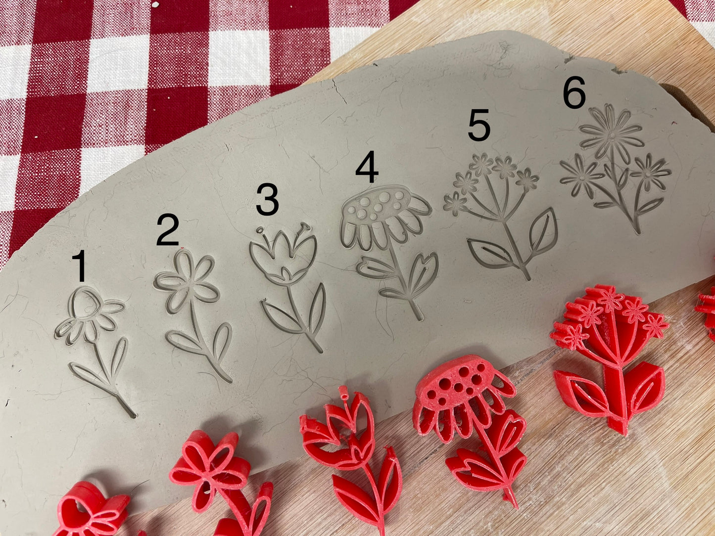 Spring Flowers Stamp Series - 6 flower designs, each or set, plastic 3D printed