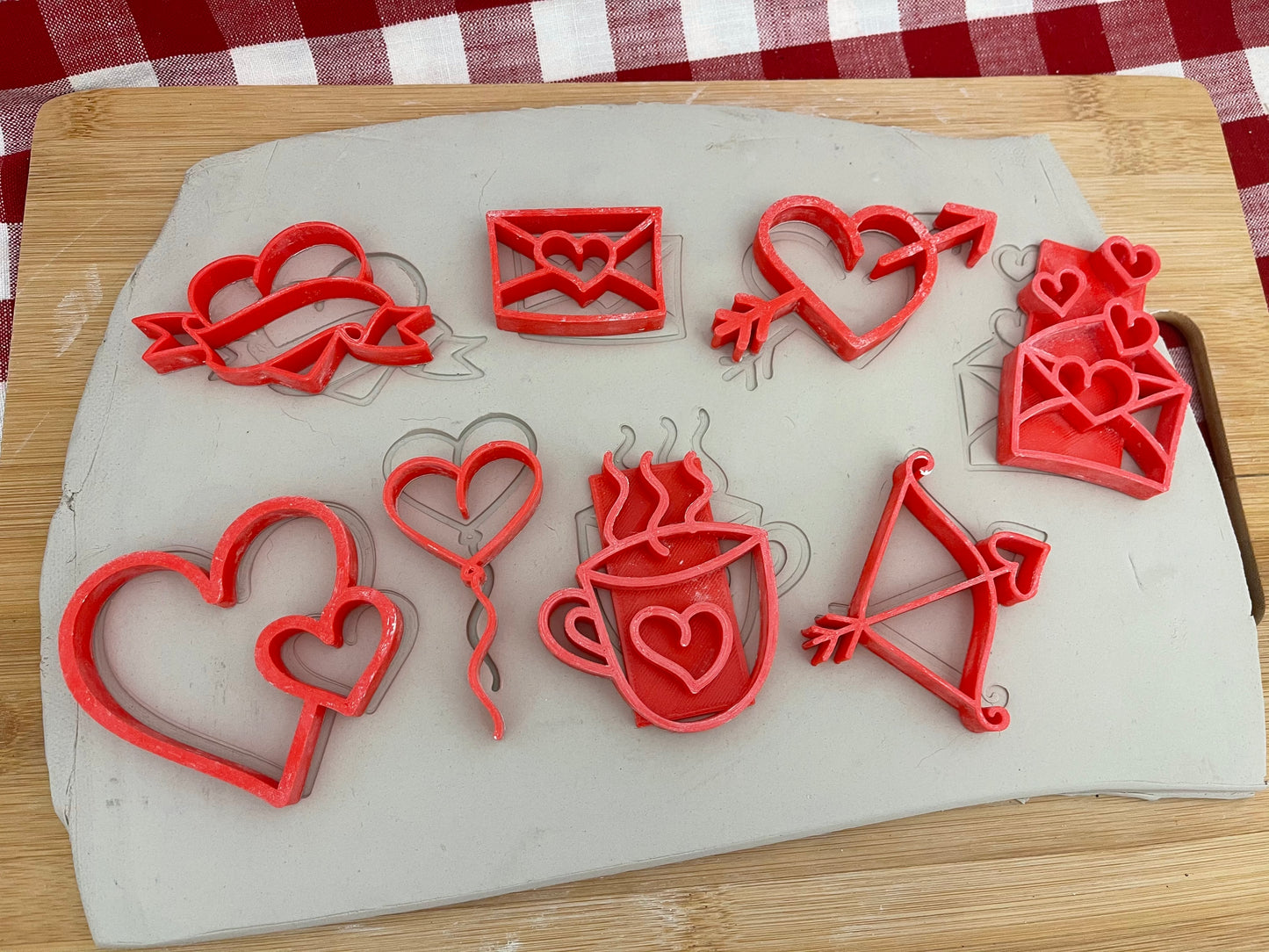 Pottery Stamp, Valentine Heart doodle designs, Each or Set - multiple sizes