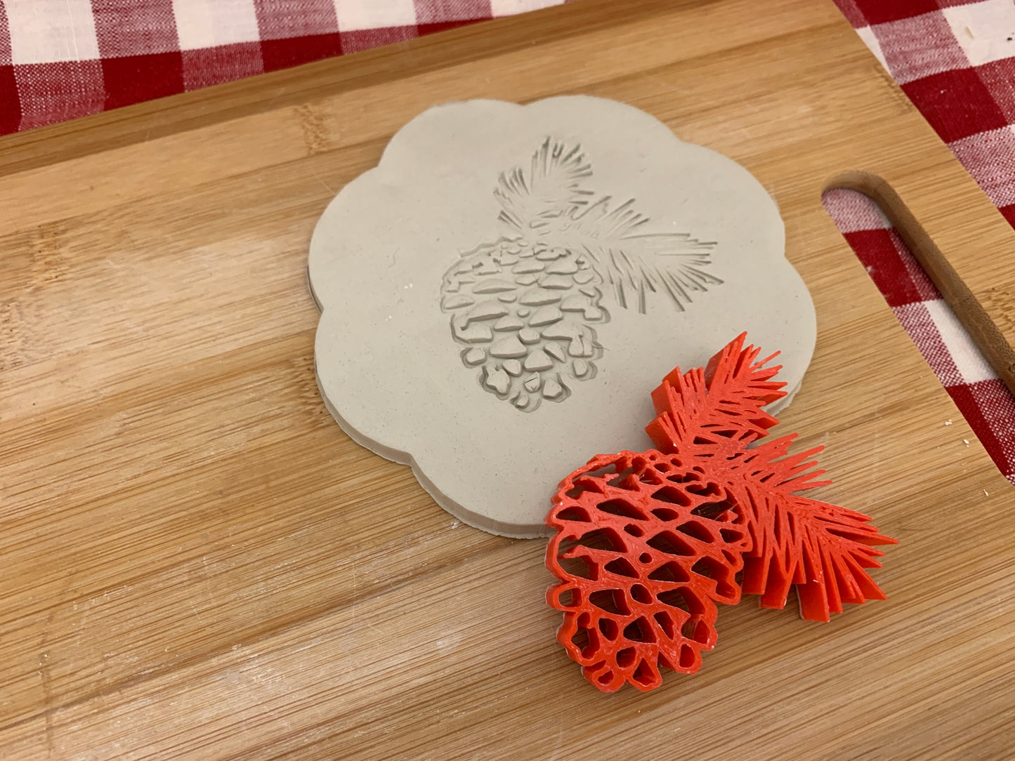 Pottery Stamp, Pine cone branch design - multiple sizes