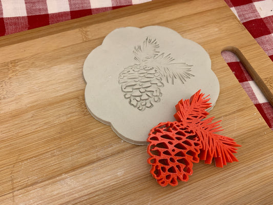 Pottery Stamp, Pine cone branch design - multiple sizes