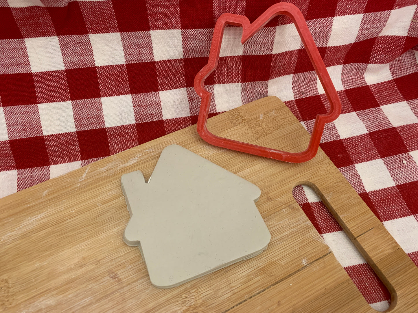 Christmas Ornament House Clay Cutter - plastic 3D printed, pottery tool, multiple sizes