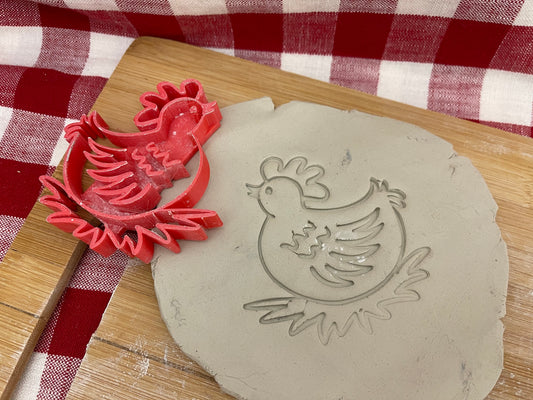 Chicken Pottery Stamp - plastic 3D printed, multiple sizes
