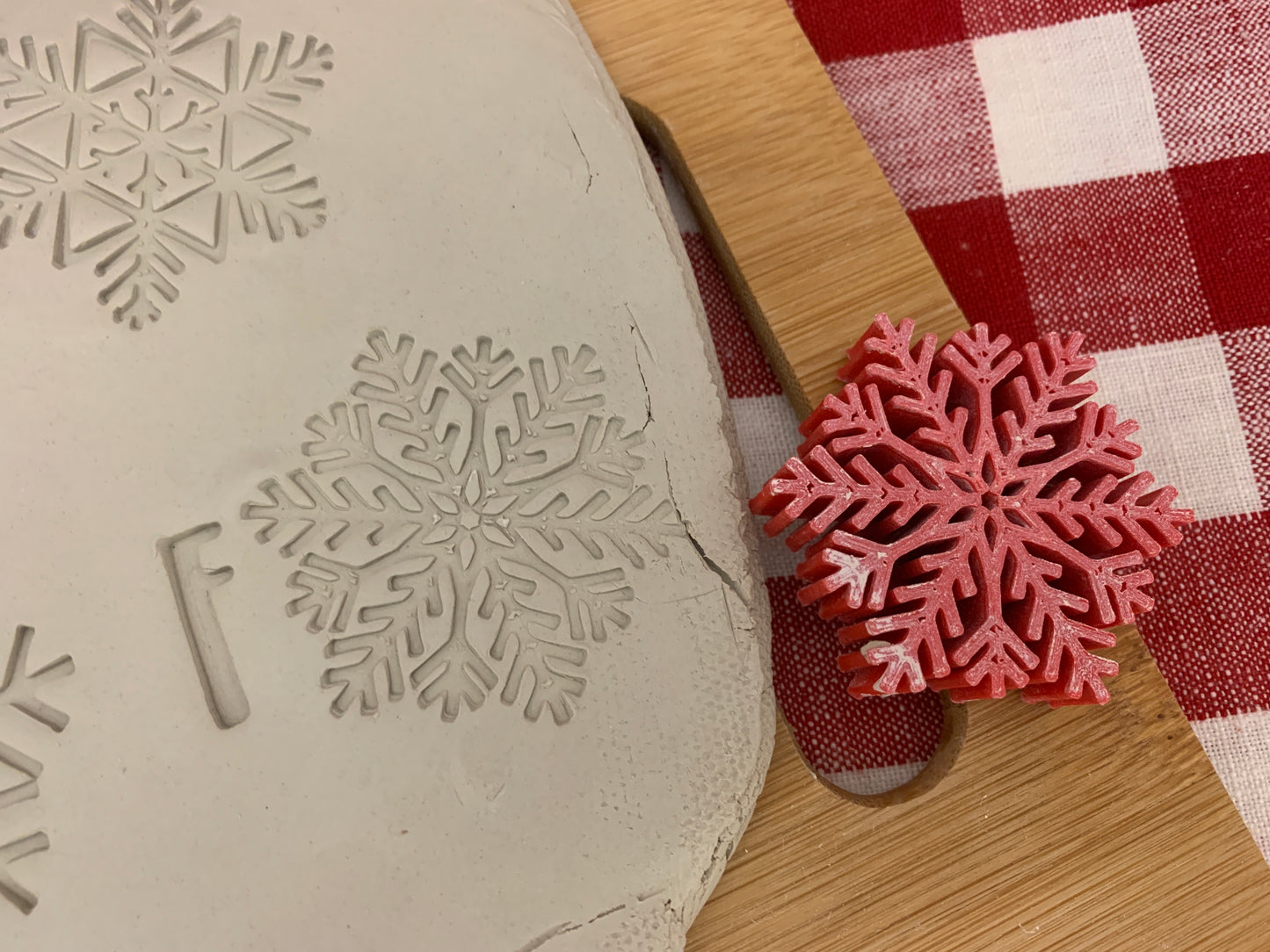 Pottery Stamp, Snowflake design, Each or Set - multiple sizes