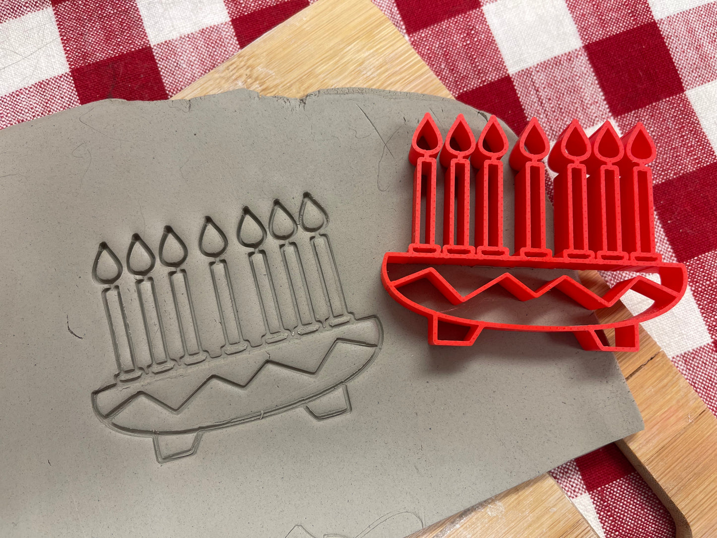 Pottery Stamp, Kinara Candle design, plastic 3d printed