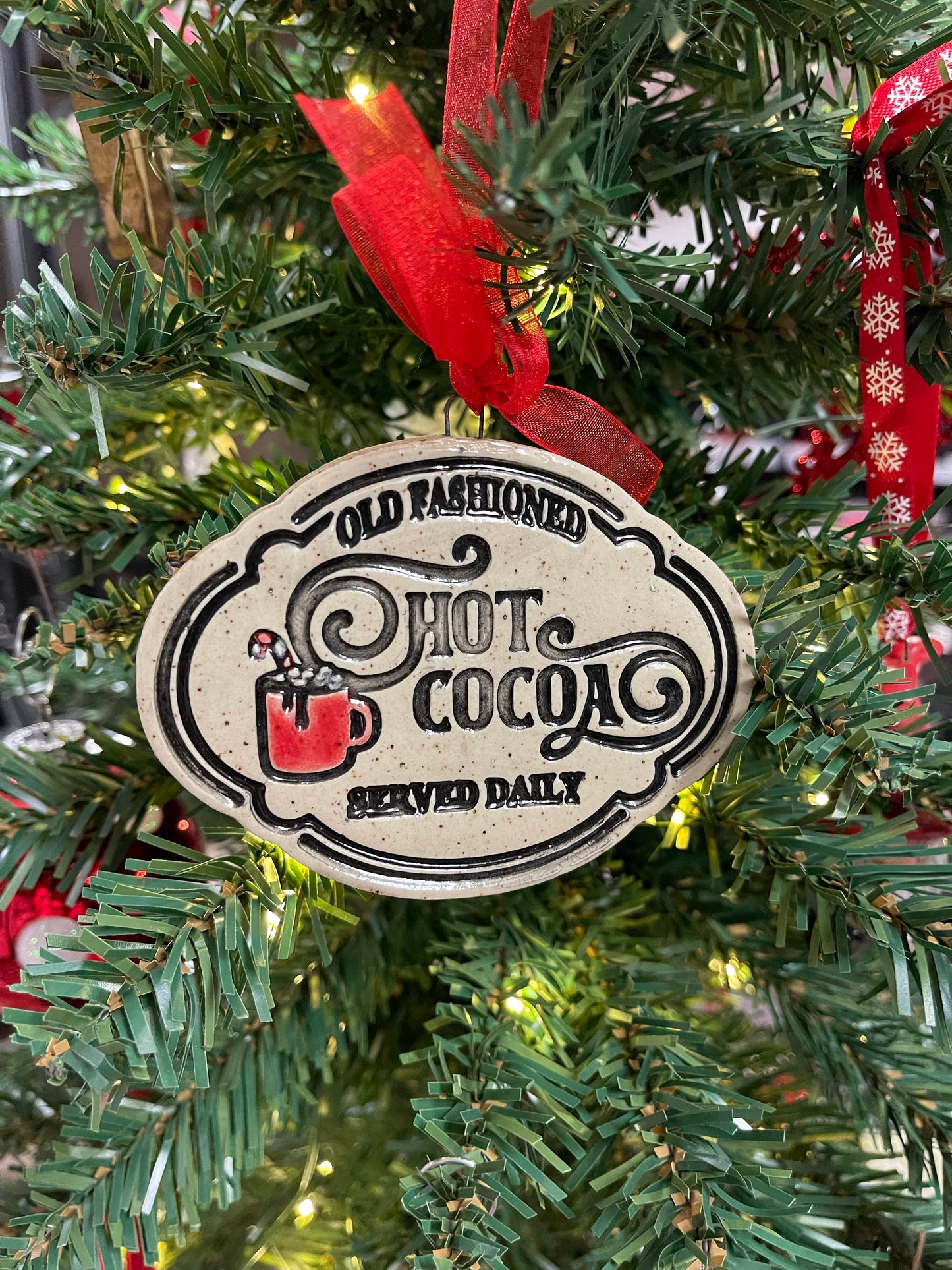 "Hot Cocoa" pottery stamp w/ optional ornament cutter - Pottery Tool, plastic 3d printed, multiple sizes available