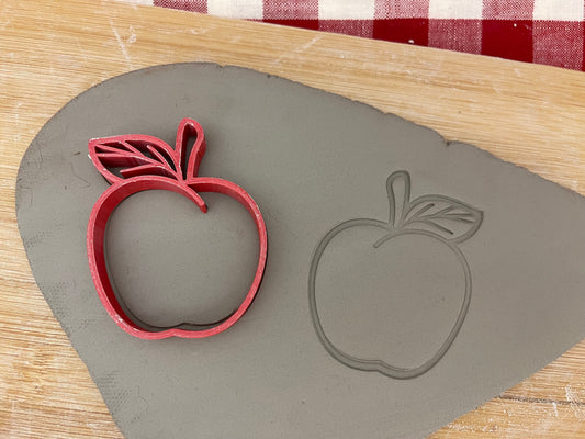 Apple pottery stamp w/ optional cutter - Pottery Tool, plastic 3d printed, multiple sizes available