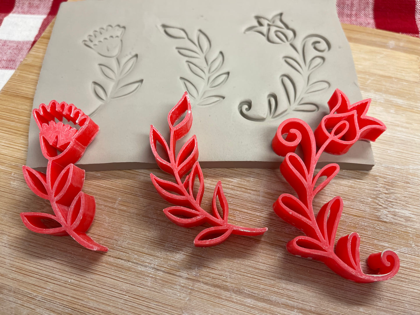 Laurel Branch stamp, Day of the Dead series, Set of 3 - plastic 3D printed, pottery tool