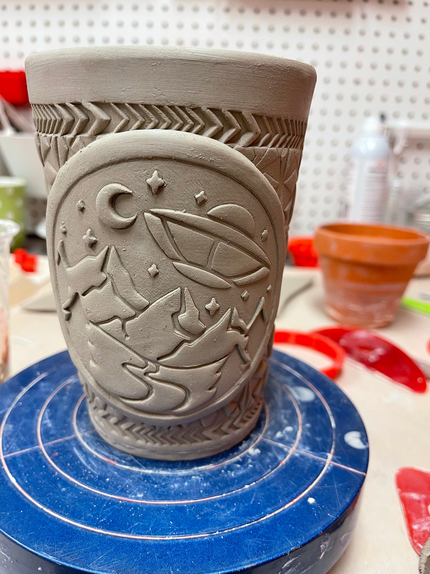 UFO Mountain scene stamp - plastic 3D printed, multiple sizes