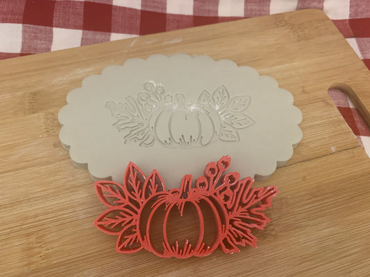 Pottery Stamp, Fall pumpkin w/ leaves design - multiple sizes