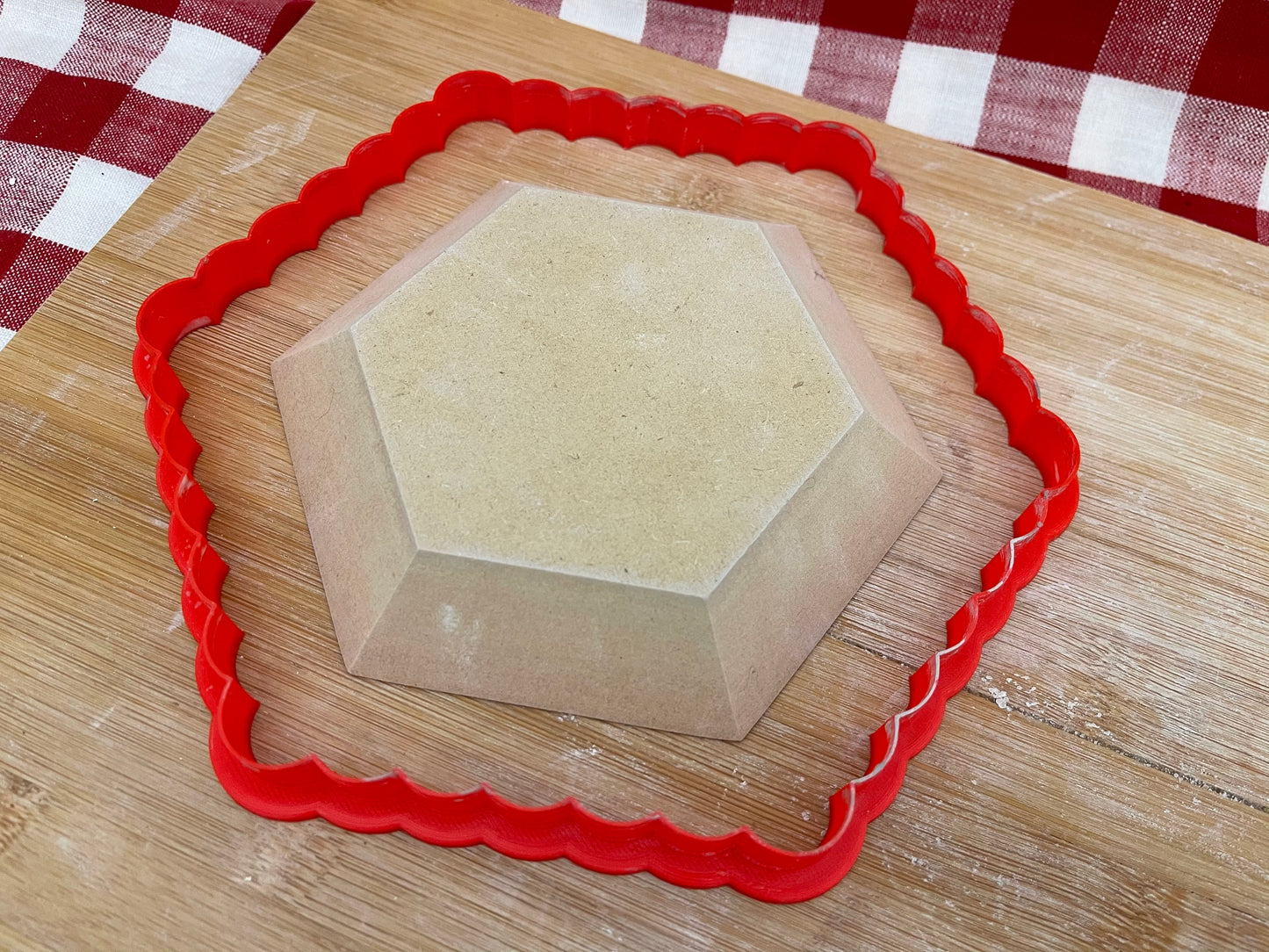 Scalloped Hexagon, Clay Cutter - Plastic 3D printed, XL Pottery Tool, multiple sizes