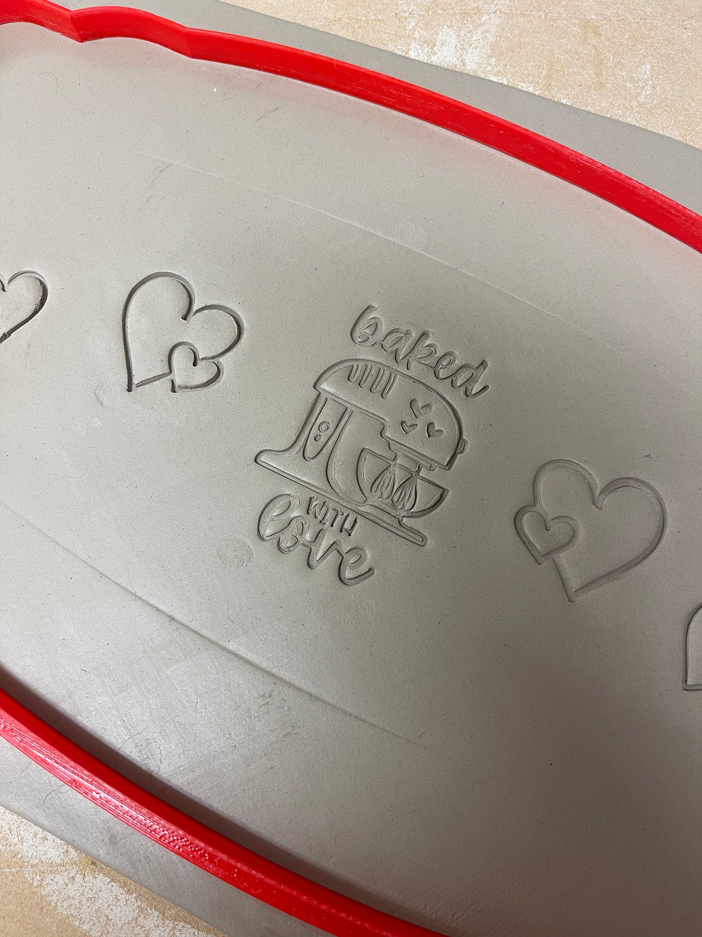 "Baked with Love" (Mixer) Word Stamp - plastic 3D printed, multiple Sizes