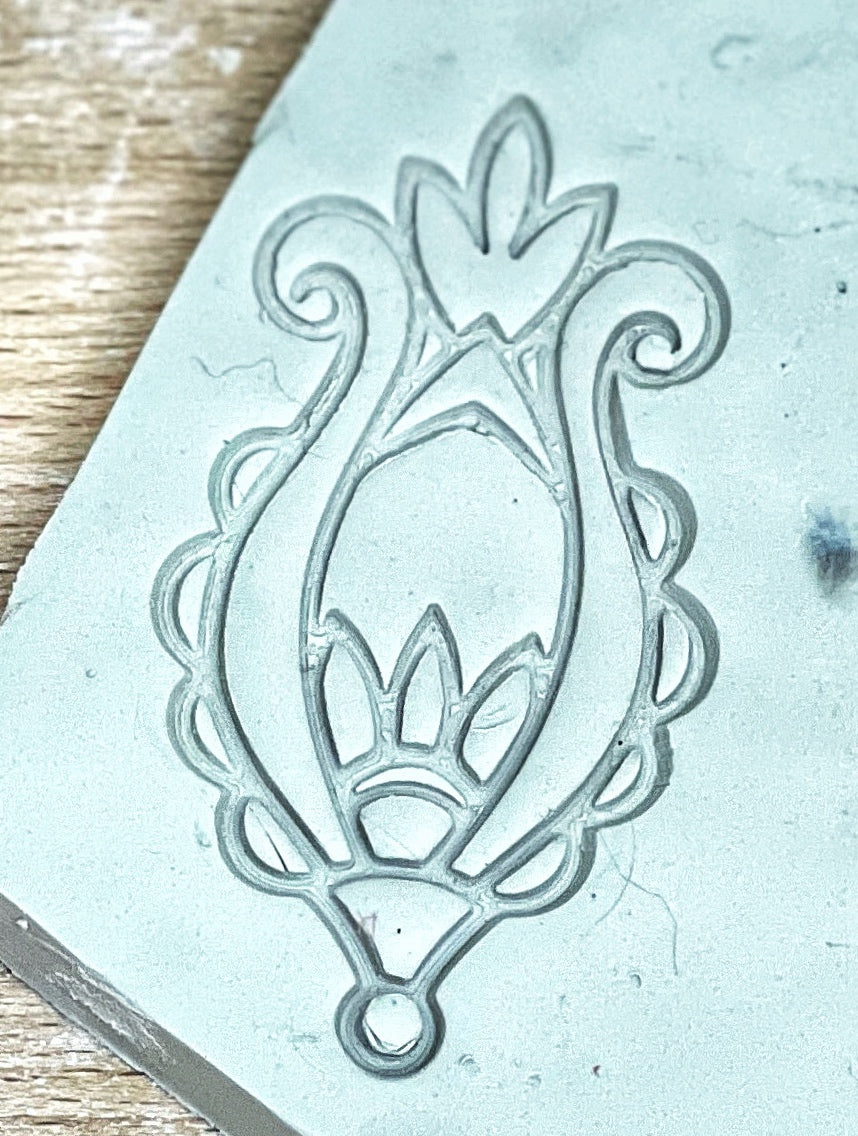 Henna Ornament, Pottery Stamp - plastic 3d printed, multiple sizes available