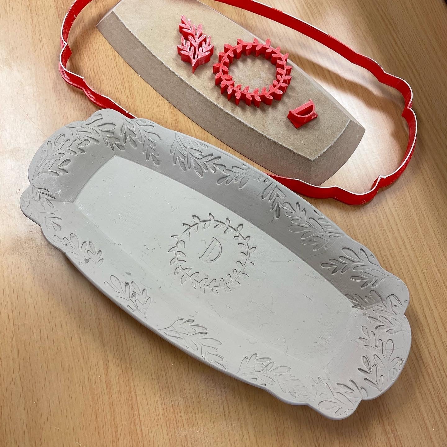 Ornate Tray Edge Spherical Rectangle, Clay Cutter - Plastic 3D printed, Pottery Tool, multiple sizes