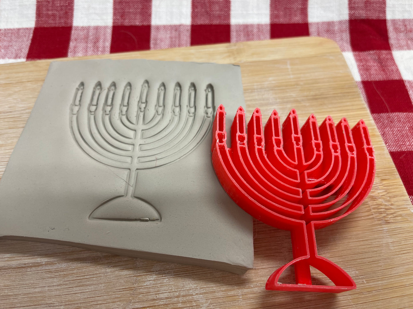 Pottery Stamp, Hanukkah Menorah formal design - multiple sizes