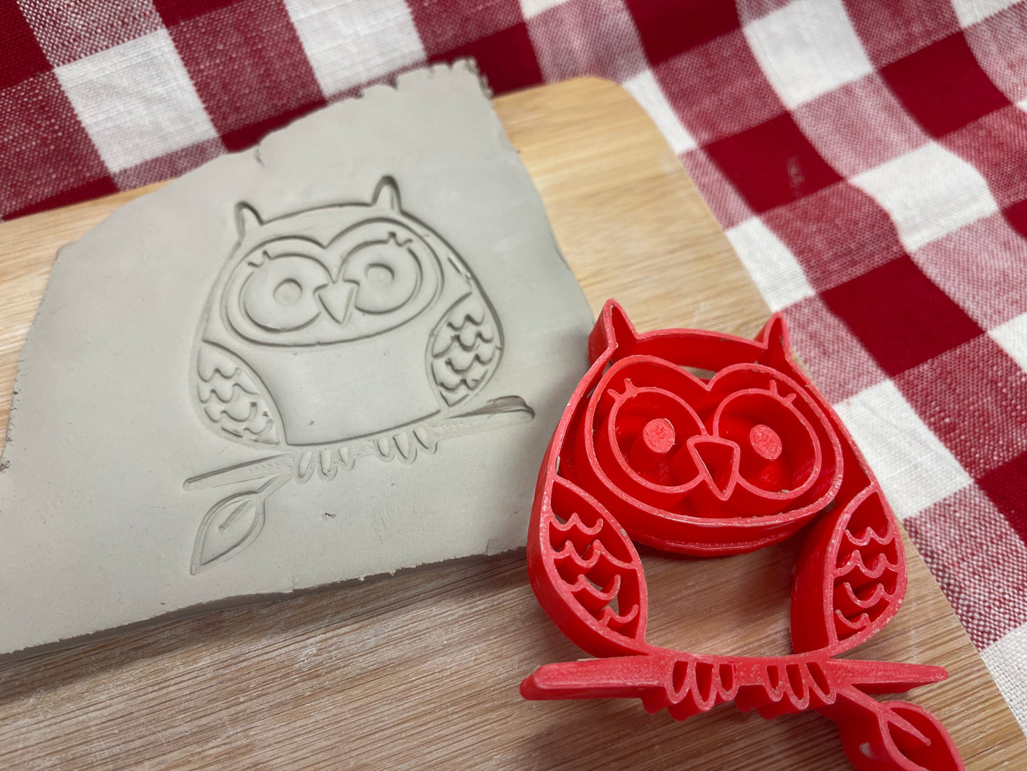 Autumn Stamp Series - Autumn Owl (on plain branch) stamp, plastic 3D printed, multiple sizes