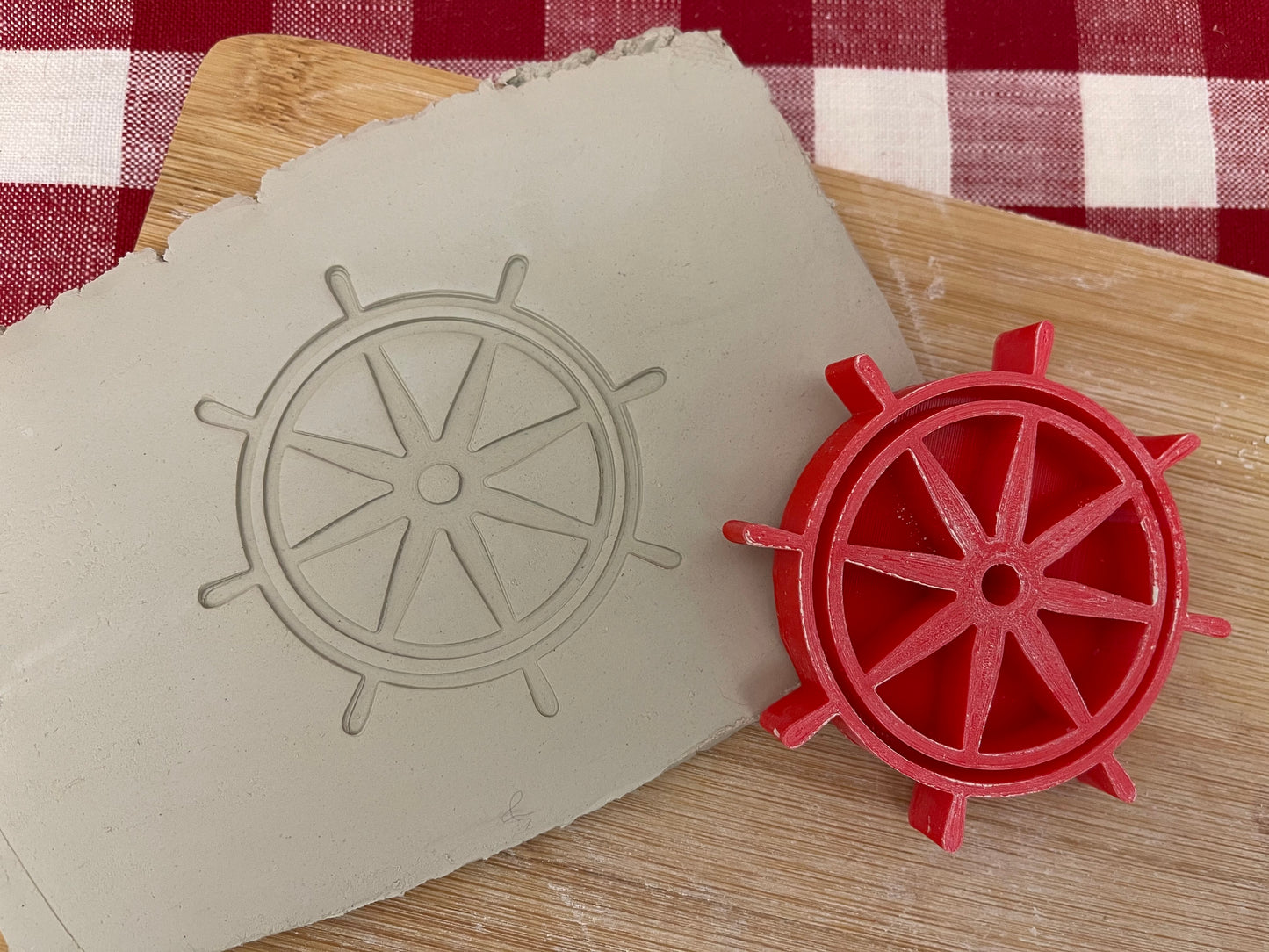 Ship's wheel stamp - plastic 3D printed, multiple sizes
