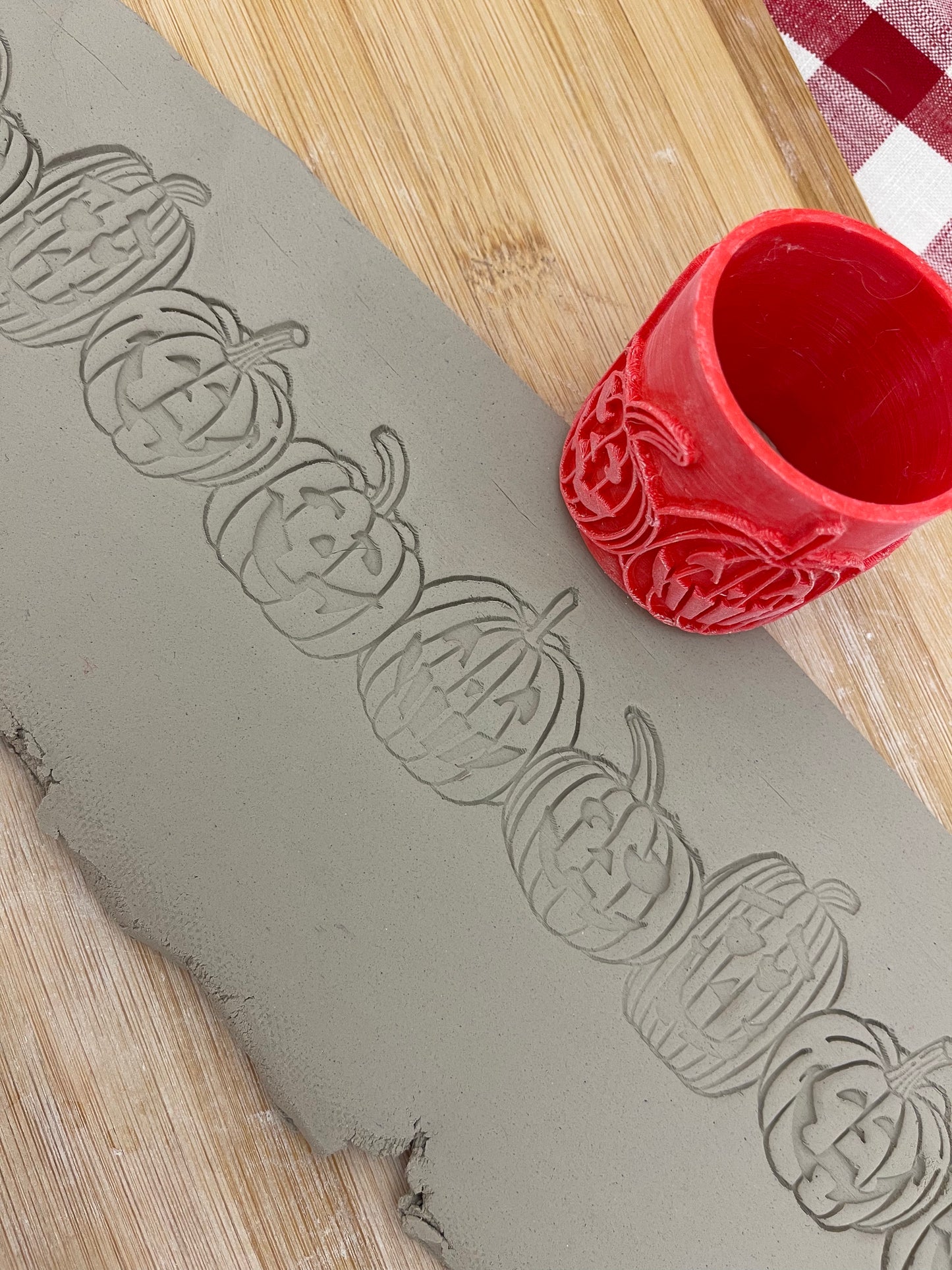 Pumpkin or Jack-o-Lantern Pottery Roller Set, Repeating pattern, 2 designs