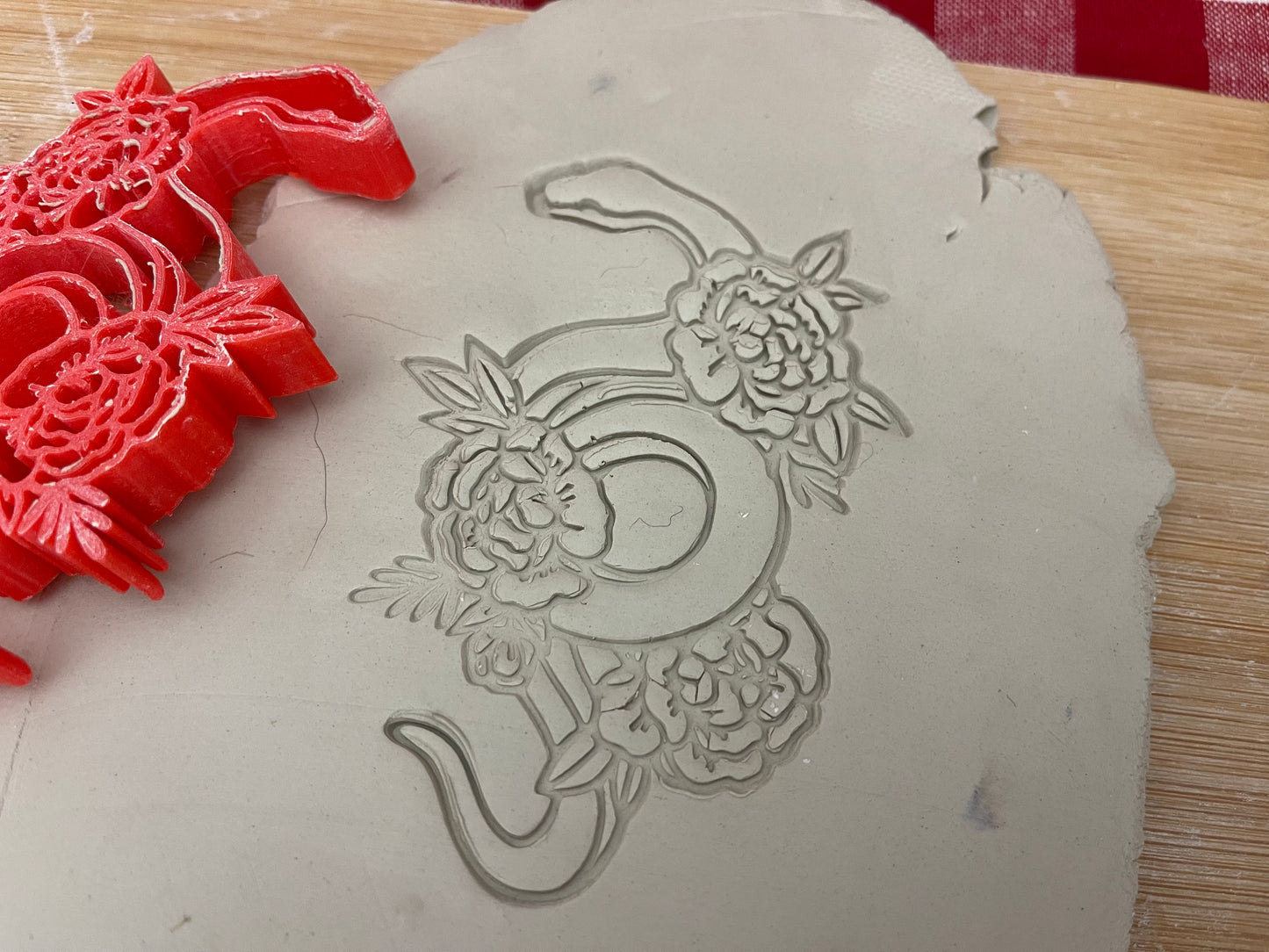 Snake with flowers stamp - plastic 3D printed, multiple sizes
