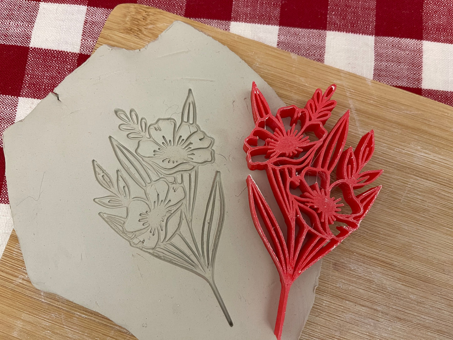 Pottery Stamp, flower bouquet design - multiple sizes