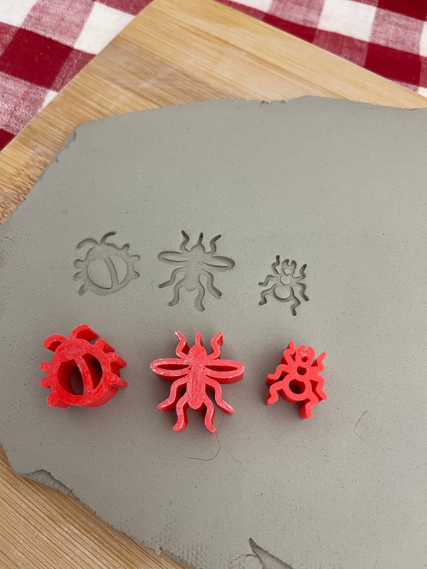 Butterfly & Bugs pottery stamp - multiple designs, Camping doodle series, Pottery Tool, plastic 3d printed, multiple sizes available