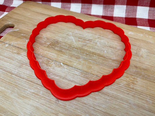 Scalloped Heart, Clay Cutter - Plastic 3D printed, XL pottery tool, multiple sizes