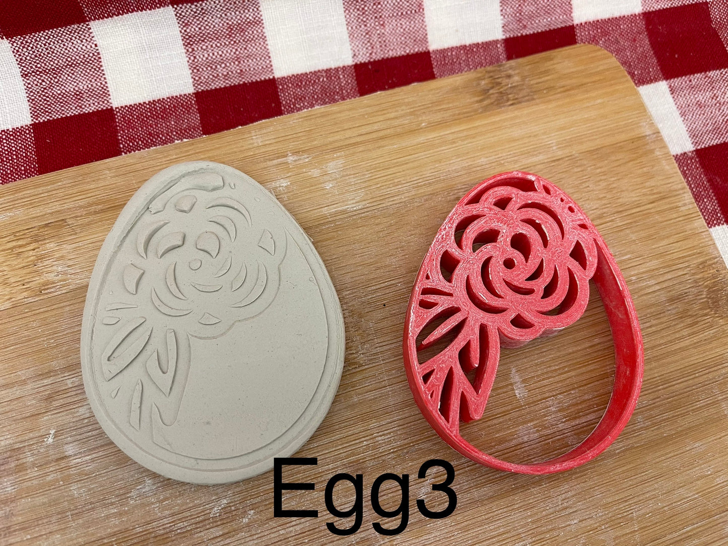 Pottery Stamp, Easter egg designs, with optional cookie cutter ornament - multiple sizes