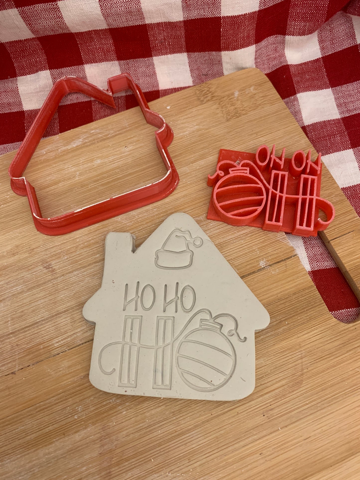 Christmas Ornament House Clay Cutter - plastic 3D printed, pottery tool, multiple sizes