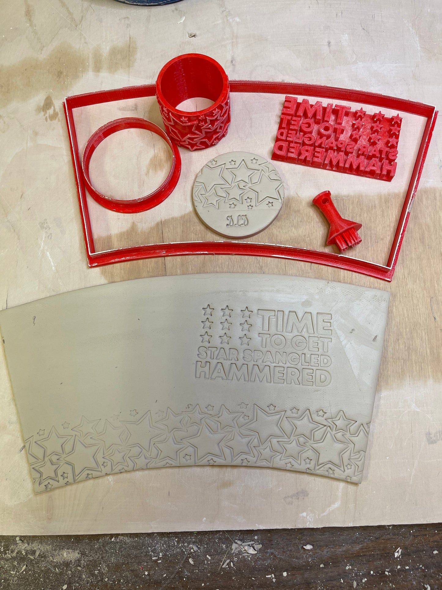Star Pottery Roller, Border Stamp - Repeating pattern, Plastic 3d printed