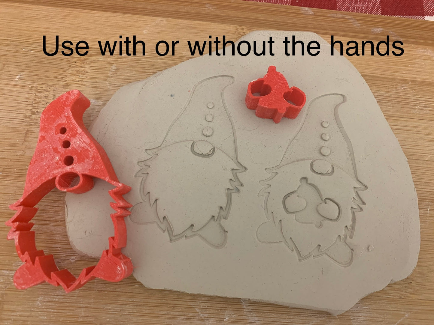 Christmas Gnome stamps, with optional cookie cutter ornament - plastic 3D printed, each or set