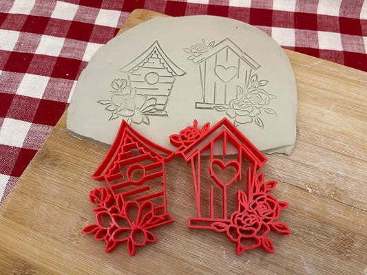 Birdhouse w/ flowers pottery stamp - Each or set, Pottery Tool, plastic 3d printed, multiple sizes