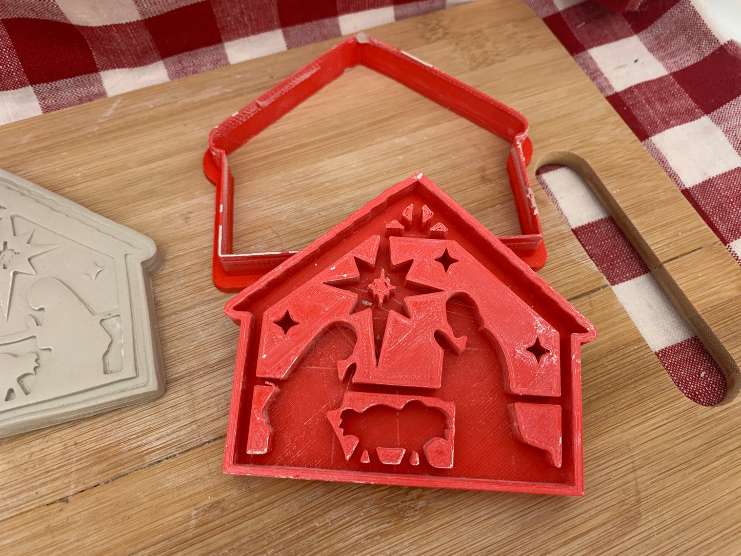 Pottery Stamp, Nativity design, w/ optional ornament cutter - multiple sizes