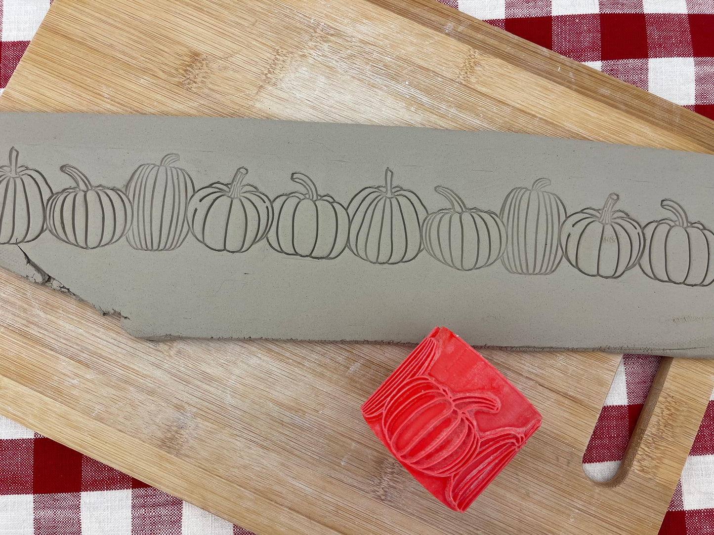 Pumpkin or Jack-o-Lantern Pottery Roller Set, Repeating pattern, 2 designs