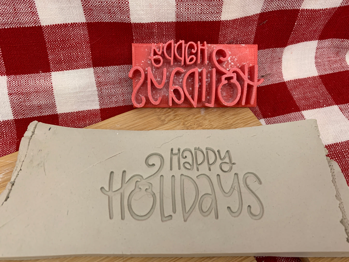 Christmas casual "Happy Holidays" word stamp - plastic 3D printed, multiple sizes