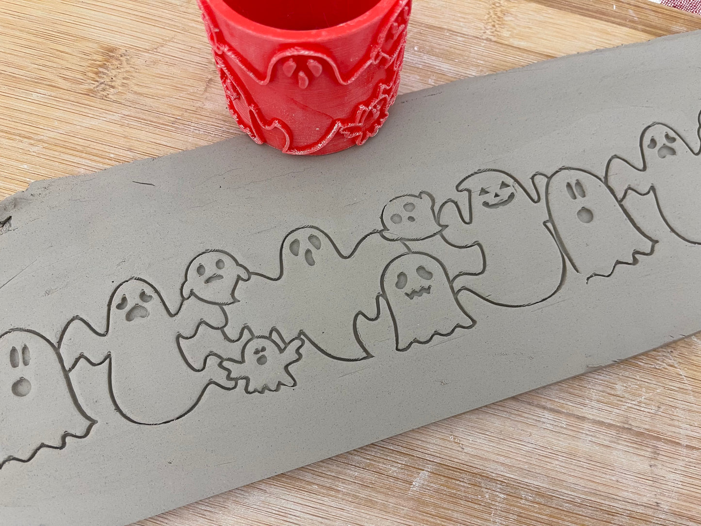 Halloween Ghost Pottery Roller - Border Stamp, Repeating design, Plastic 3d printed
