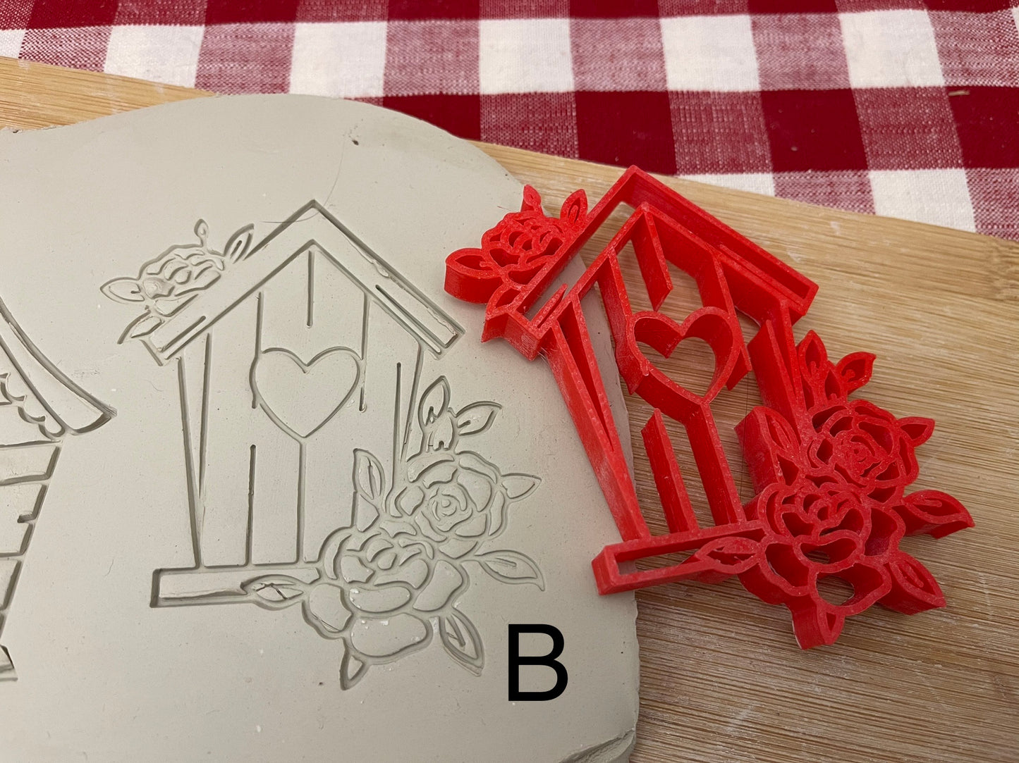 Birdhouse w/ flowers pottery stamp - Each or set, Pottery Tool, plastic 3d printed, multiple sizes