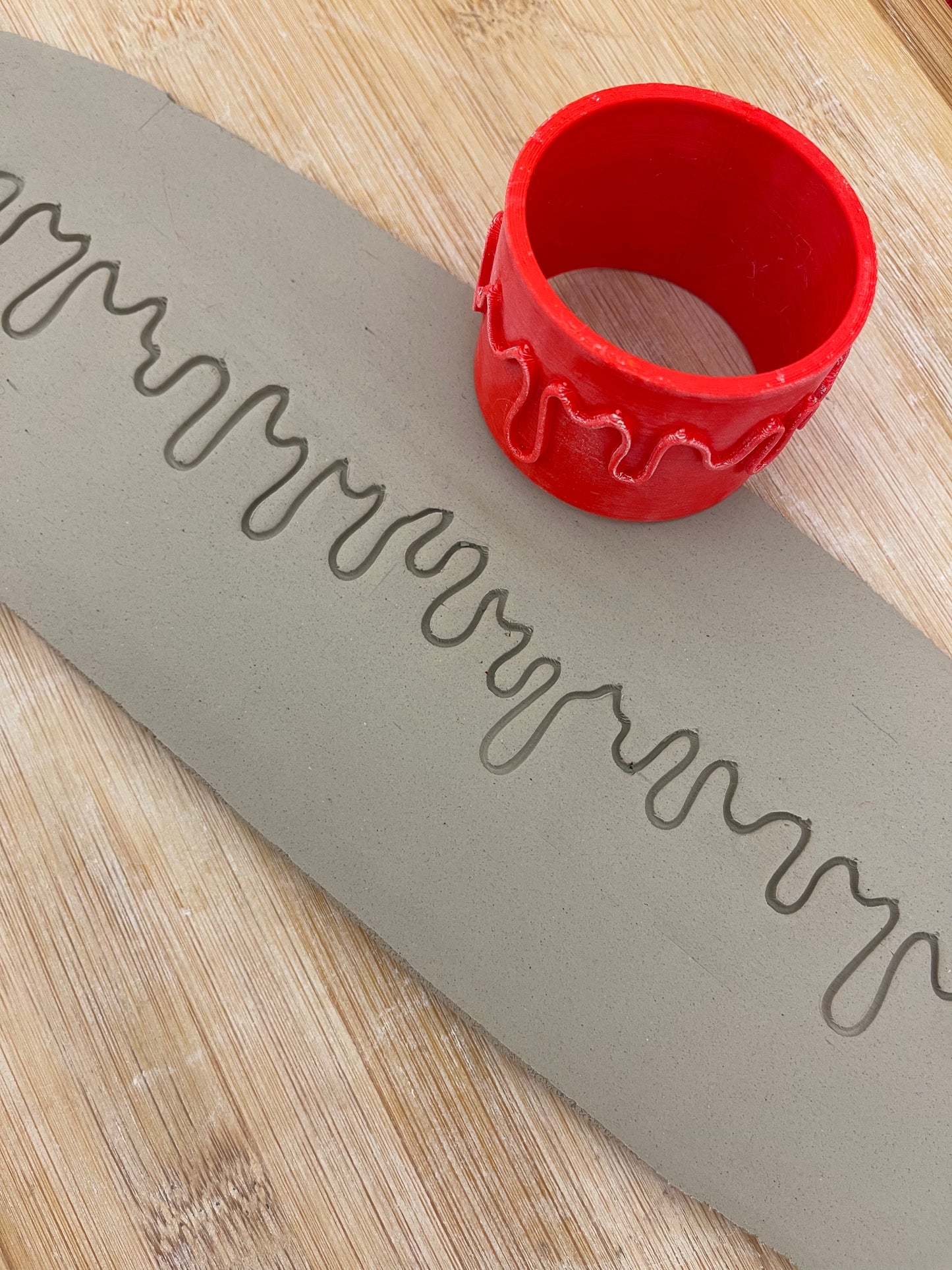 Drip Pottery Roller - Border Stamp, Honey, Paint, Blood, Repeating pattern, plastic 3D printed