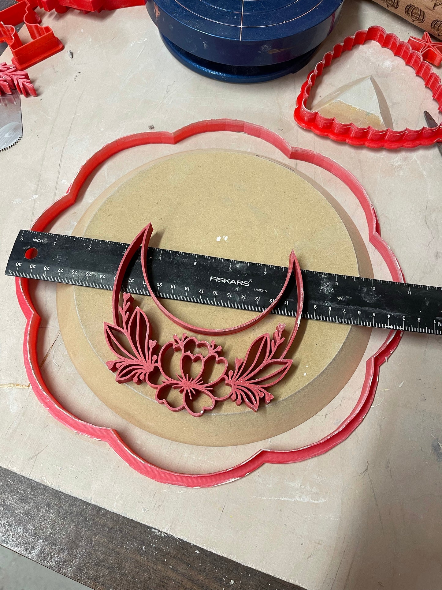 Floral Moon 2 stamp - plastic 3D printed, multiple sizes