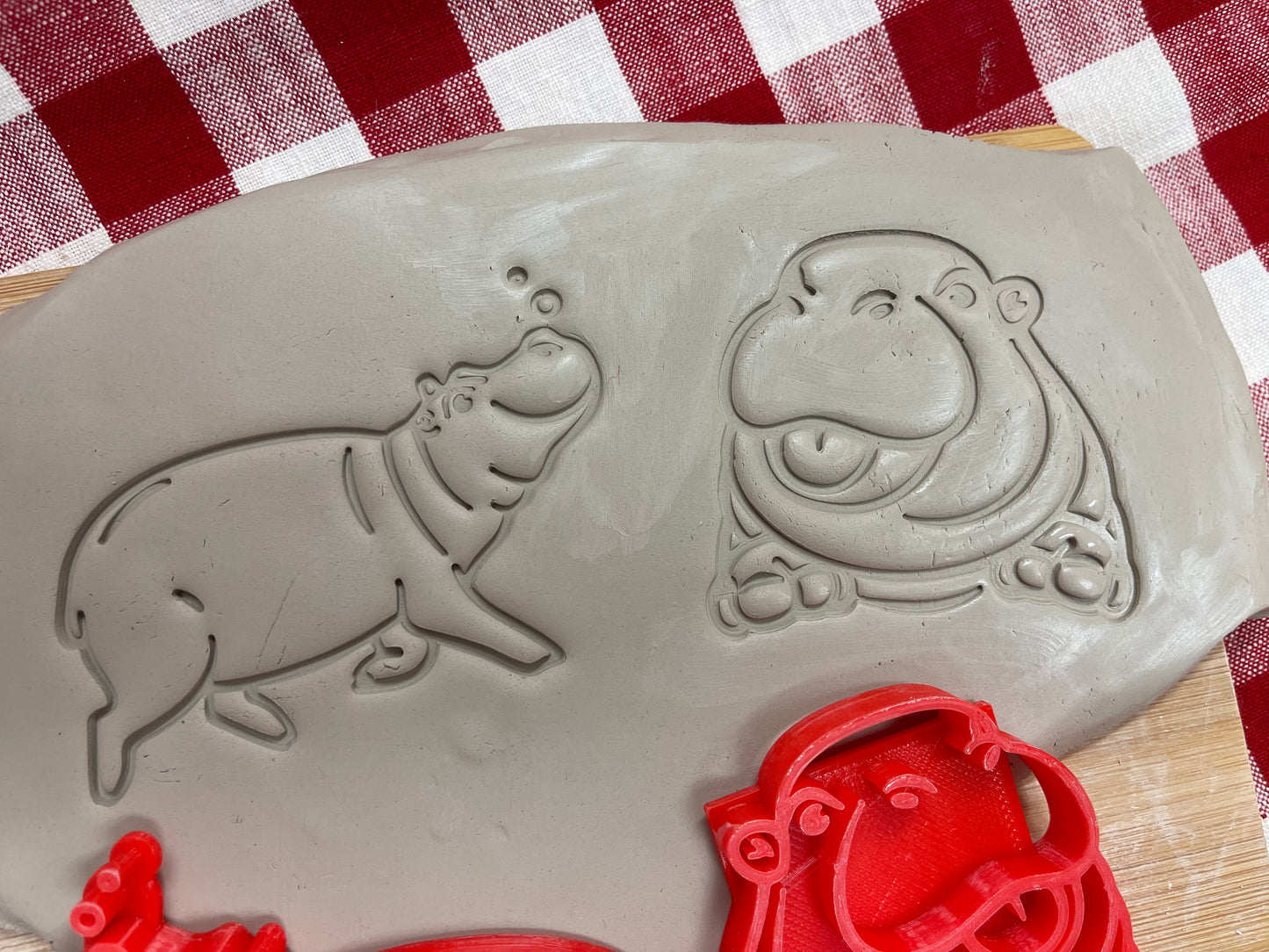 Pottery Stamp, Hippo Design, Each or set - multiple sizes
