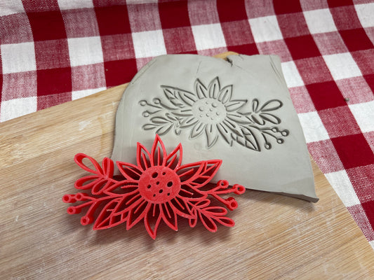 Autumn Stamp Series - Autumn Sunflower Stamp, plastic 3D printed, multiple sizes