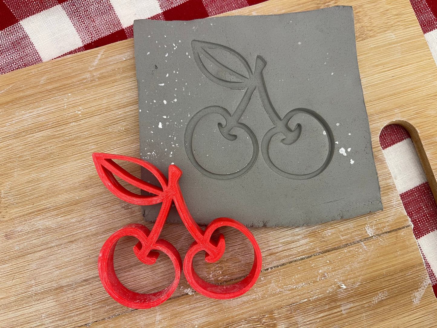 Cherry Pottery Stamp - plastic 3D printed, multiple sizes