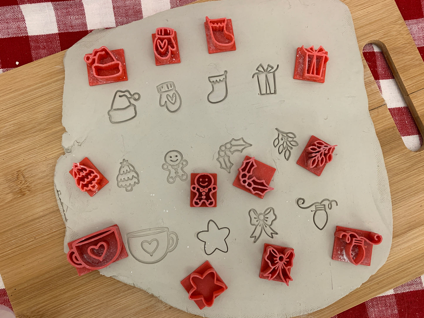 Pottery Stamp, Christmas casual Mini designs, Each or Set - multiple sizes