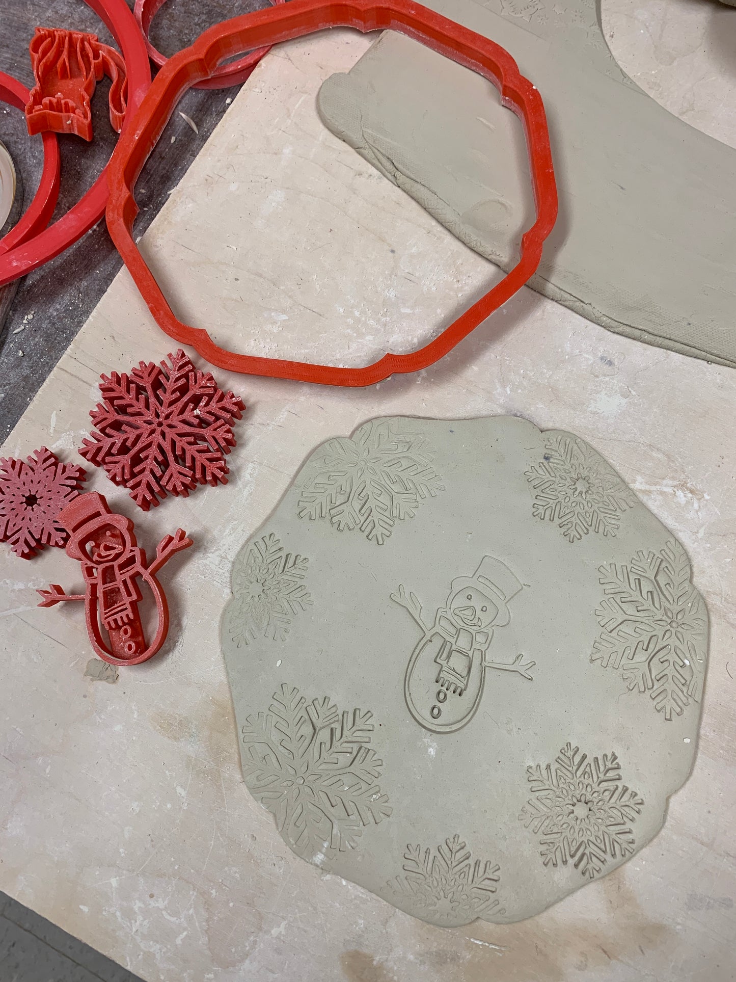 Pottery Stamp, Snowman design - multiple sizes