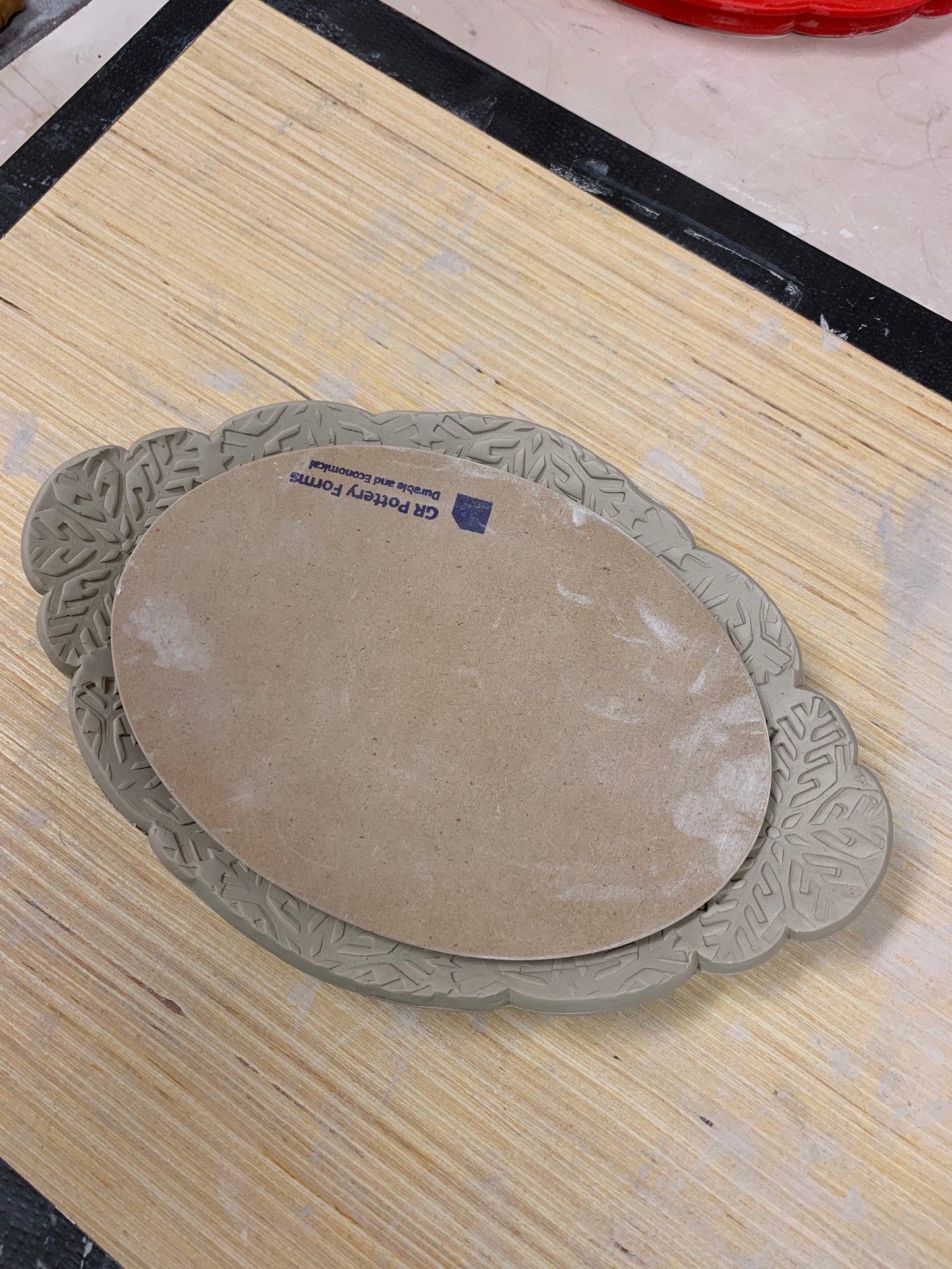 Ornate XL Oval Tray, Clay Cutter - Plastic 3D printed, pottery tool, multiple sizes
