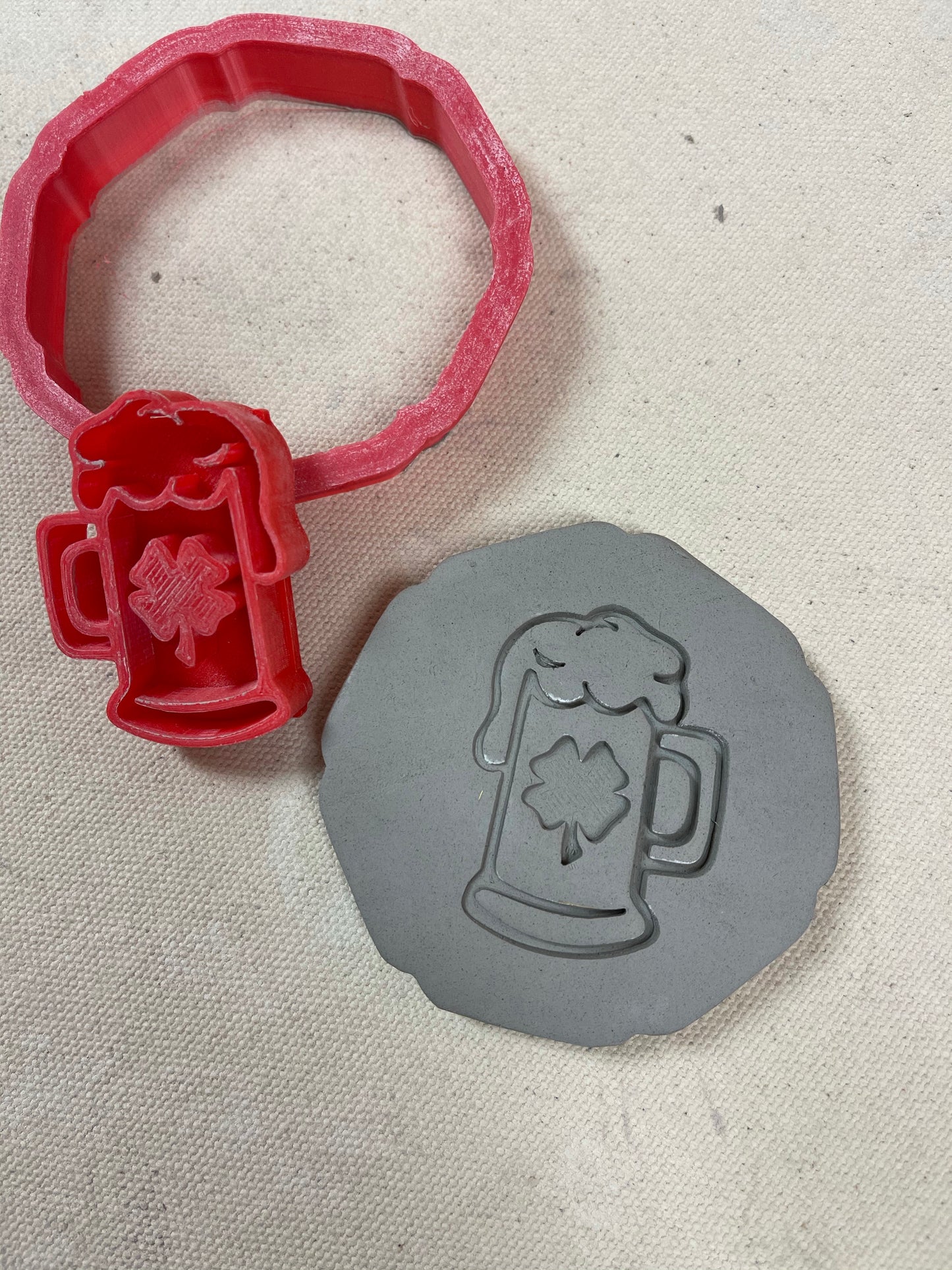 Pottery Stamp, St Patricks Beer glass with Shamrock design - multiple sizes