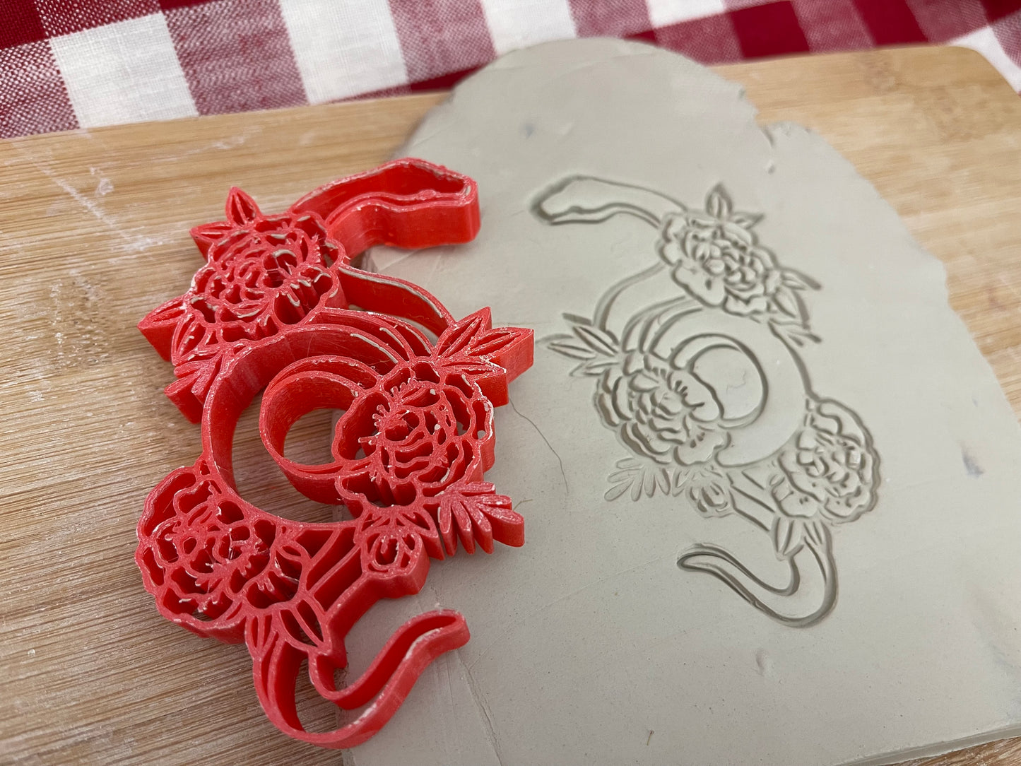Snake with flowers stamp - plastic 3D printed, multiple sizes