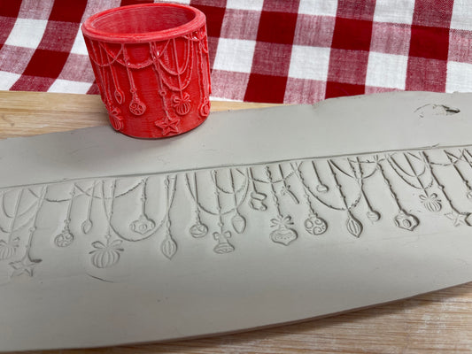 Christmas Garland Pottery Roller - Border Stamp, Repeating pattern, Plastic 3d printed