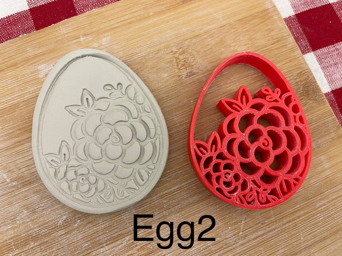 Pottery Stamp, Easter egg designs, with optional cookie cutter ornament - multiple sizes