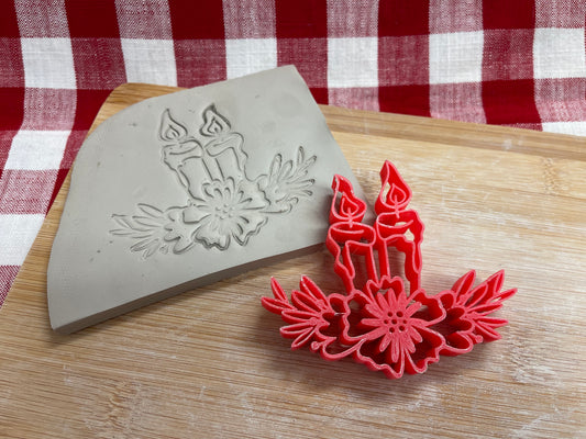 Candle with Flower pottery stamp - Day of the Dead series, plastic 3D printed, multiple sizes
